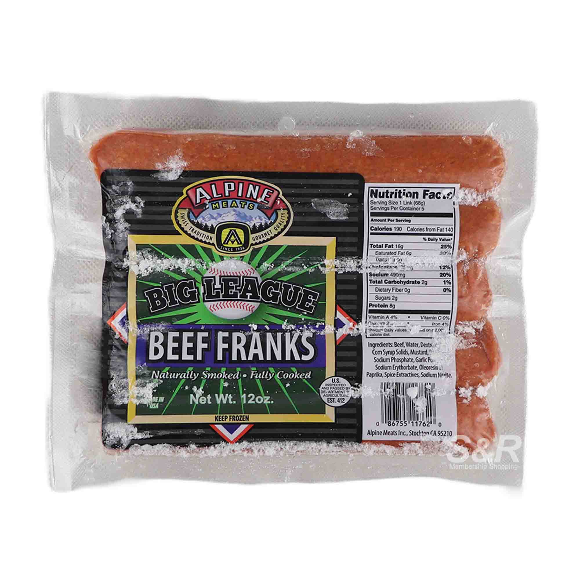 Alpine Meats Big League Beef Franks 340g Alpine Meats Big League Beef Franks 340g